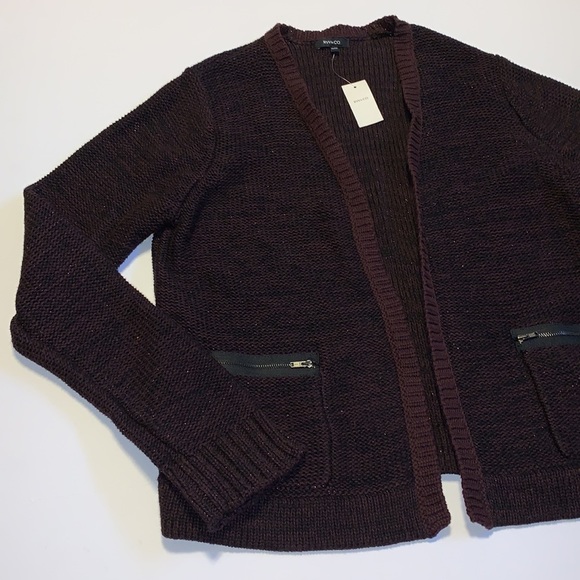 🆕 RW & Co Maroon and Black Sparkly Open Front Cardigan - Women’s Size XL - Picture 2 of 6